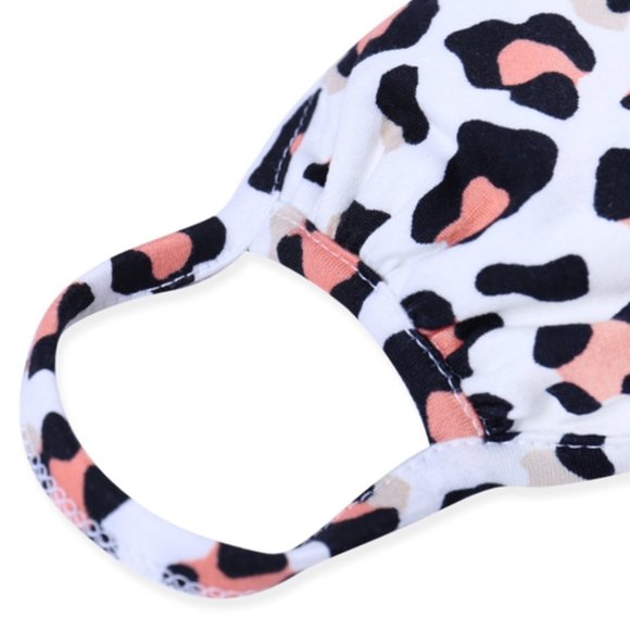 Coral Orange Leopard Print Soft Cotton Face Mask - Picture 3 of 3